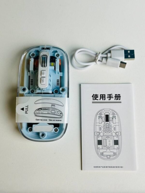 GearUP WM30 Transparent Crystal 2.4G + Bluetooth Magnetic Wireless Mouse - Blue color