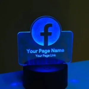 Customizable Facebook Logo Design Acrylic Multicolor Night Lamp – Black
