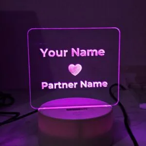 Customizable Love Acrylic Lamp (X Love Y) – Black
